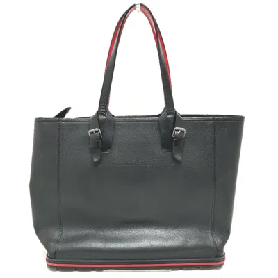 Pre-owned Christian Louboutin Black Red Color Leather Tote Bag ()