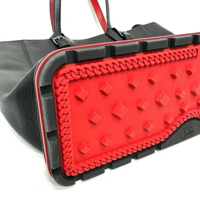 Pre-owned Christian Louboutin Black Red Color Leather Tote Bag ()