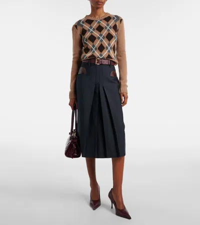 Prada Crew Neck Sweater In Brown