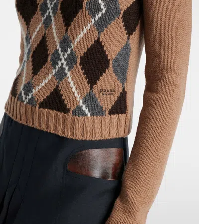 Prada Crew Neck Sweater In Brown