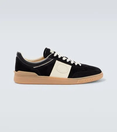 Valentino Garavani Upvillage Suede And Leather Sneakers In Black