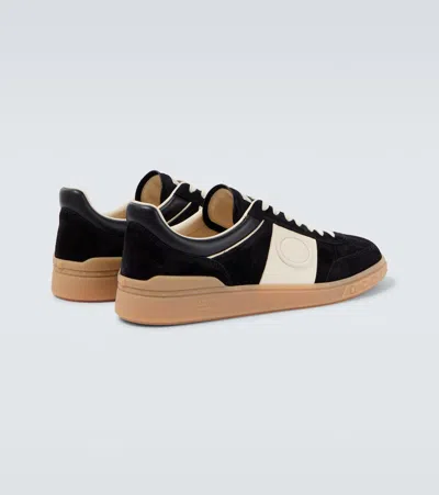 Valentino Garavani Upvillage Suede And Leather Sneakers In Black