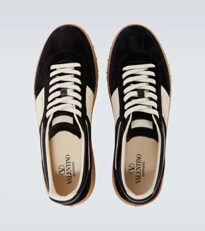Valentino Garavani Upvillage Suede And Leather Sneakers In Black