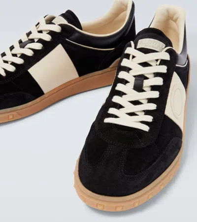 Valentino Garavani Upvillage Suede And Leather Sneakers In Black