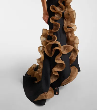 Maticevski Explode Ruffled Wool And Silk Gown In Black