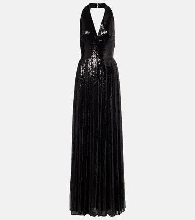 Elie Saab Open-back Sequined Tulle Gown In Black