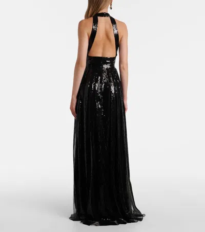 Elie Saab Open-back Sequined Tulle Gown In Black