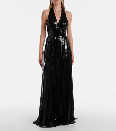 Elie Saab Open-back Sequined Tulle Gown In Black