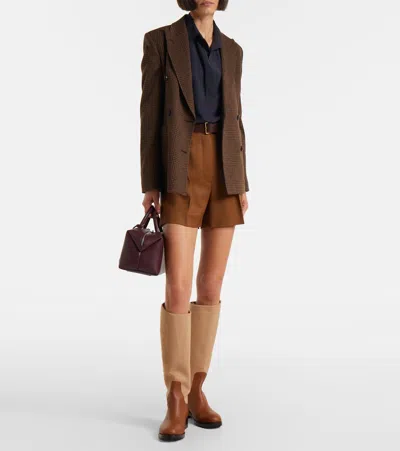 Max Mara Cavaliere Leather And Wool Knee-high Boots In Brown