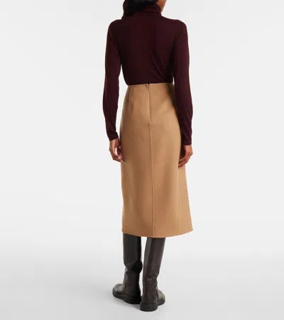 Max Mara Curzio Camel Midi Skirt In Brown