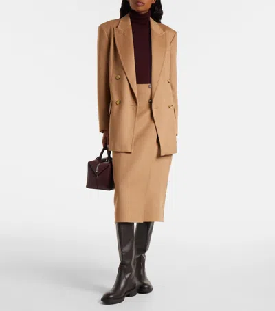Max Mara Curzio Camel Midi Skirt In Brown