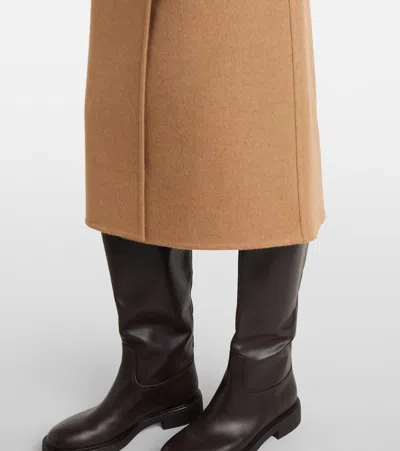 Max Mara Curzio Camel Midi Skirt In Brown