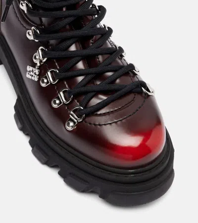 Ganni Chunky Sole Ankle Boots With Metal Eyelets In Burgundy