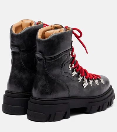 Ganni Ankle Mountain Boots Chunky Sole In Black