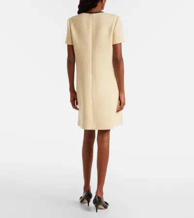 Valentino Bow Detail Virgin Wool Blend Tweed Minidress In Neutral