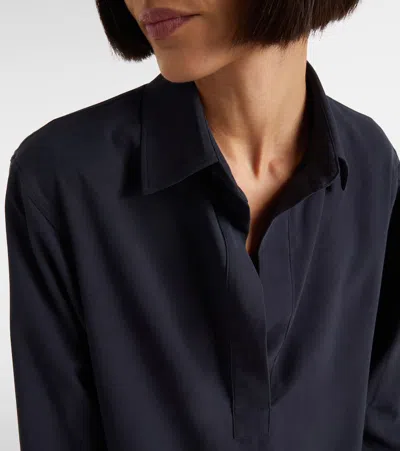 Max Mara Silk Canvas Shirt In Blue