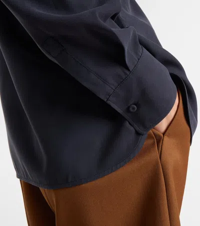 Max Mara Silk Canvas Shirt In Blue