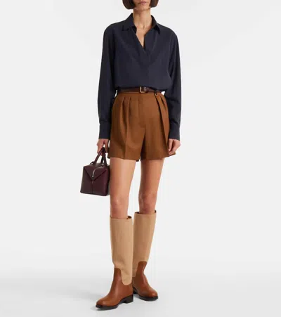 Max Mara Silk Canvas Shirt In Blue