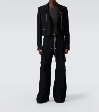 Rick Owens Wide Bela Cotton Poplin Pants In Black