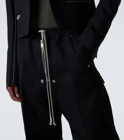 Rick Owens Wide Bela Cotton Poplin Pants In Black