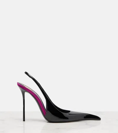 Saint Laurent Amalia 110 Patent Leather Slingback Pumps In Black