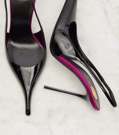Saint Laurent Amalia 110 Patent Leather Slingback Pumps In Black