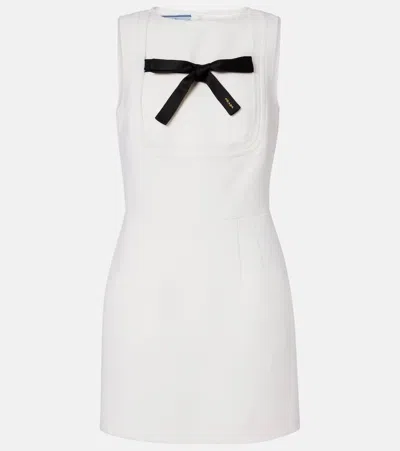 Prada Bow-detail Virgin Wool Minidress In White