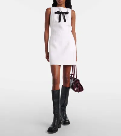 Prada Bow-detail Virgin Wool Minidress In White