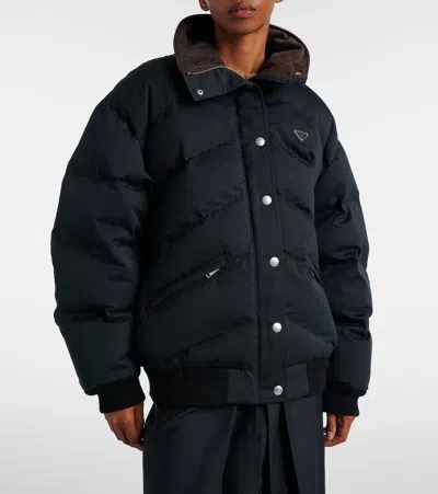 Prada Logo Down Jacket In Black