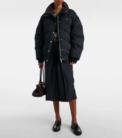Prada Logo Down Jacket In Black