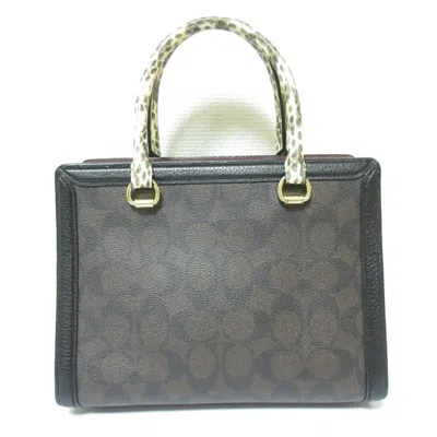 Pre-owned Coach Signature Black Bordeaux Brown Signature Line Handbag Shoulder Bag ()