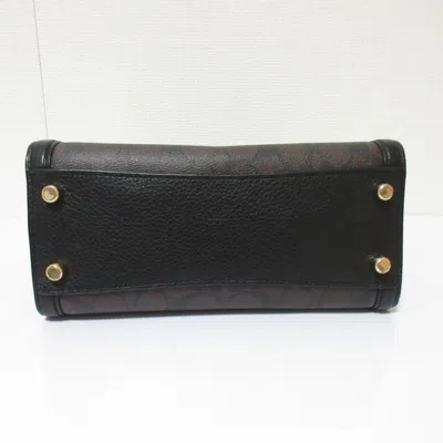 Pre-owned Coach Signature Black Bordeaux Brown Signature Line Handbag Shoulder Bag ()