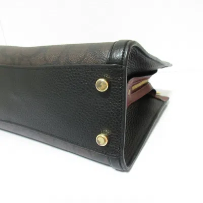 Pre-owned Coach Signature Black Bordeaux Brown Signature Line Handbag Shoulder Bag ()