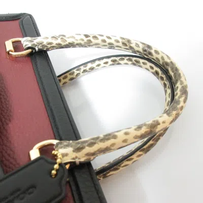 Pre-owned Coach Signature Black Bordeaux Brown Signature Line Handbag Shoulder Bag ()