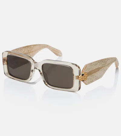 Bvlgari Serpenti Forever Rectangular Sunglasses In Gold