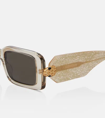 Bvlgari Serpenti Forever Rectangular Sunglasses In Gold
