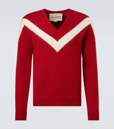 Valentino Garavani Intarsia Wool Jumper In Red