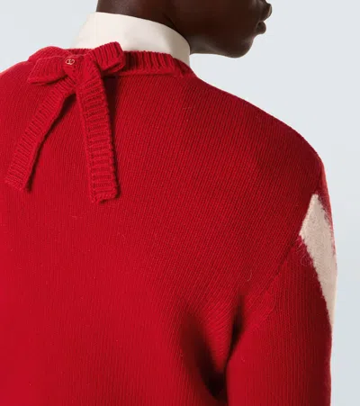 Valentino Garavani Intarsia Wool Jumper In Red