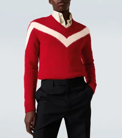 Valentino Garavani Intarsia Wool Jumper In Red
