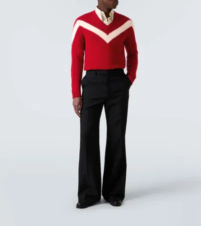 Valentino Garavani Intarsia Wool Jumper In Red