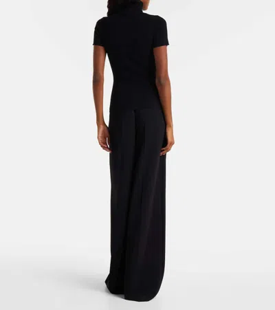 Max Mara Short-sleeved Wool Turtleneck Top In Burgundy