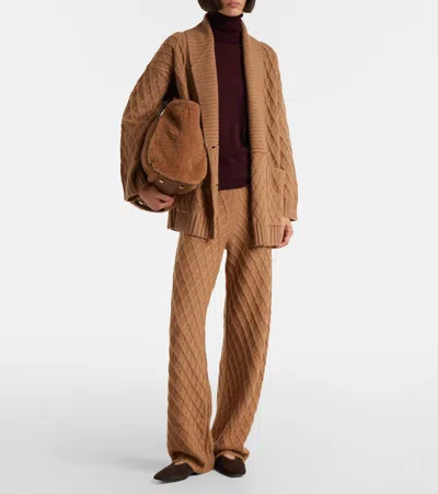 Max Mara Pevera High-rise Wool Wide-leg Pants In Brown