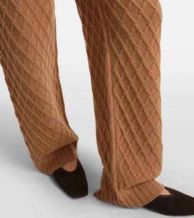 Max Mara Pevera High-rise Wool Wide-leg Pants In Brown