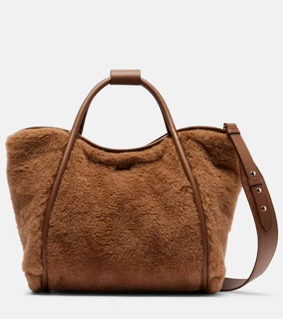 Max Mara Small Tmarin Teddy Top Handle Bag In Brown