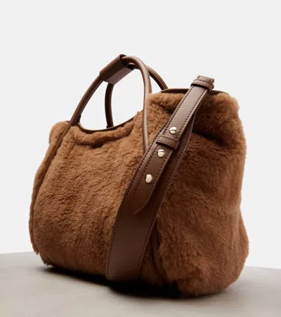 Max Mara Small Tmarin Teddy Top Handle Bag In Brown