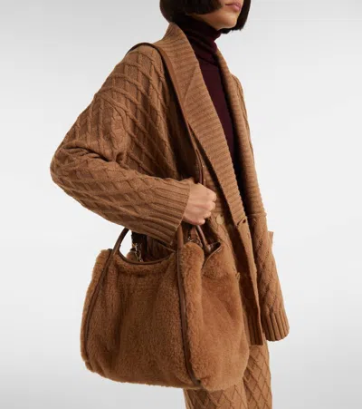 Max Mara Small Tmarin Teddy Top Handle Bag In Brown