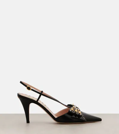Valentino Chic Bow Pointed Toe Stiletto Pumps In Black