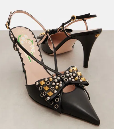 Valentino Chic Bow Pointed Toe Stiletto Pumps In Black