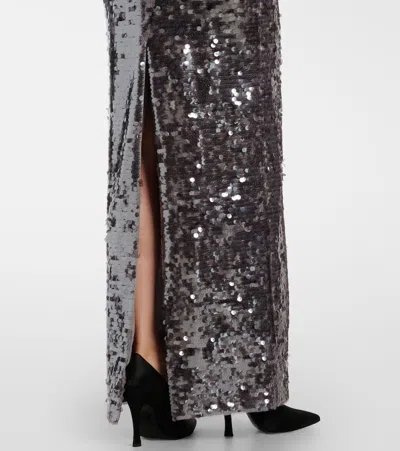 Magda Butrym Floral-appliqué Sequined Gown In Animal Print