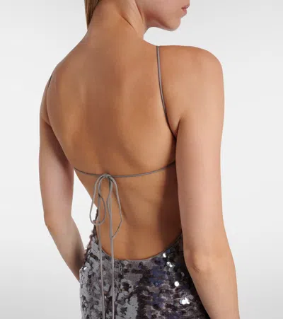 Magda Butrym Floral-appliqué Sequined Gown In Animal Print